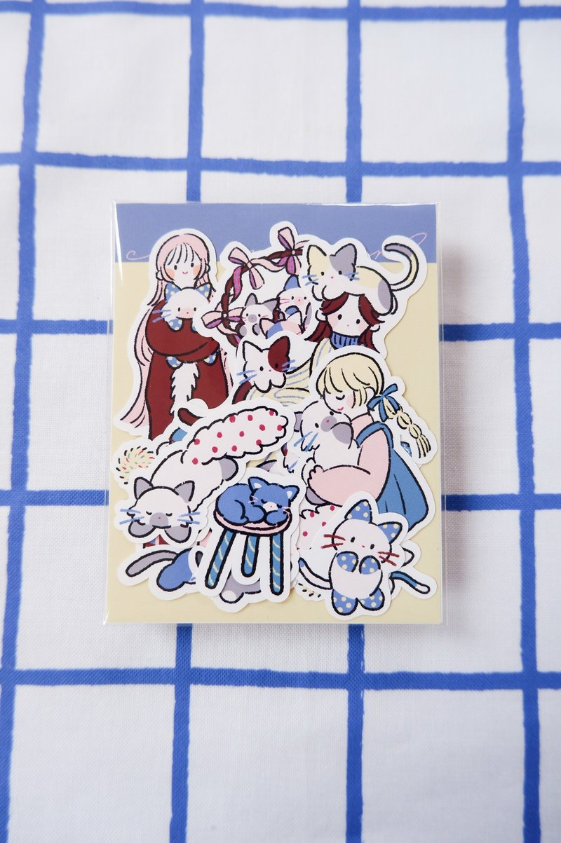 猫与女孩 薄片贴纸 共11种 - 贴纸 - 纸 