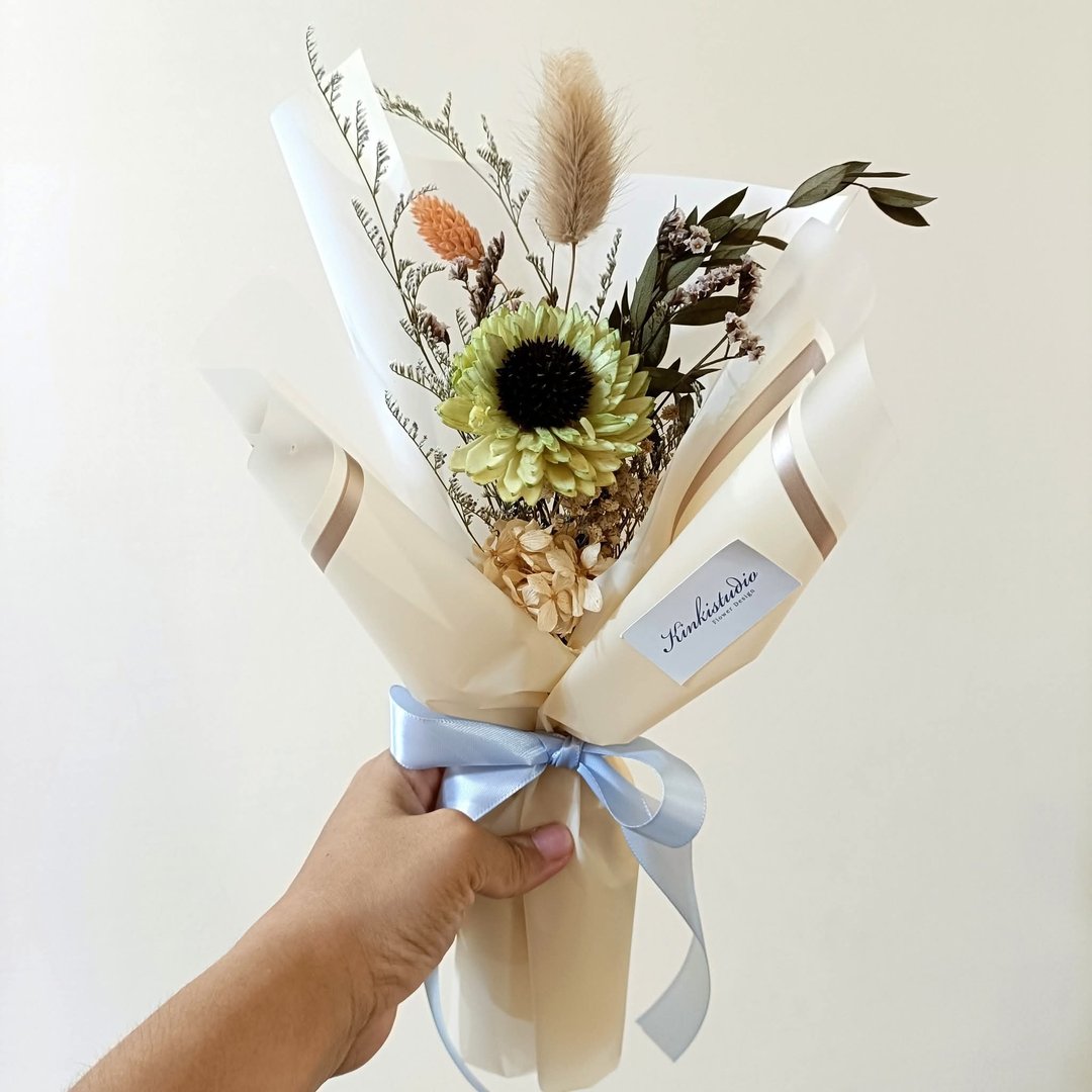 毕业花束玫瑰向日葵太阳花 | 新品永生花干燥花生日礼物 S 线下取货 - 干燥花/捧花 - 植物．花 粉红色