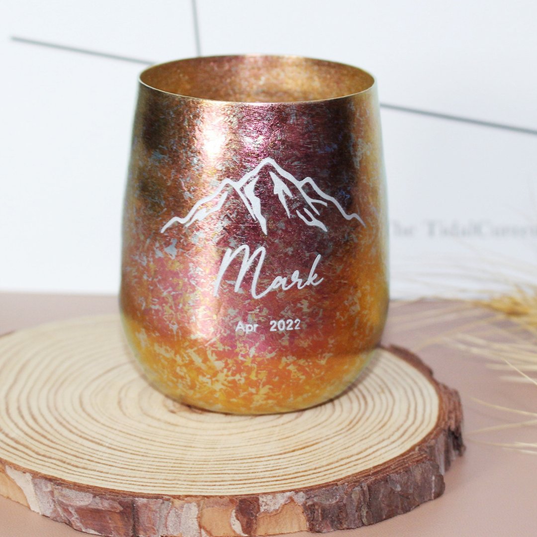 Pure Titanium Cup | 户外便携纯钛冰花水杯|雕刻 - 其他杯子 - 其他金属 