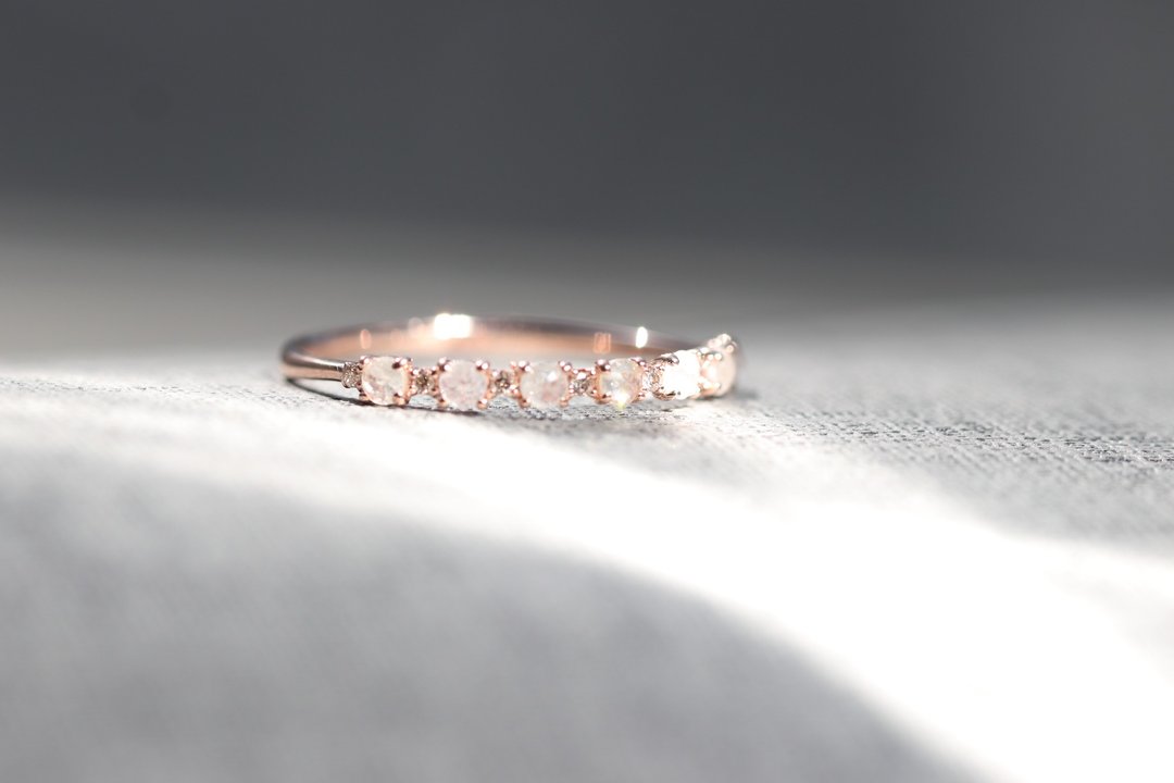 14K Forever Diamond Ring 永恒排钻花形戒指 - 戒指 - 贵金属 金色
