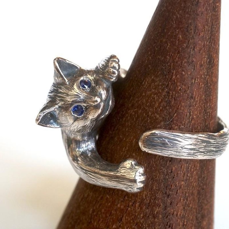 Cat ring Leo (Kurikuri pupil version) - 戒指 - 其他金属 银色