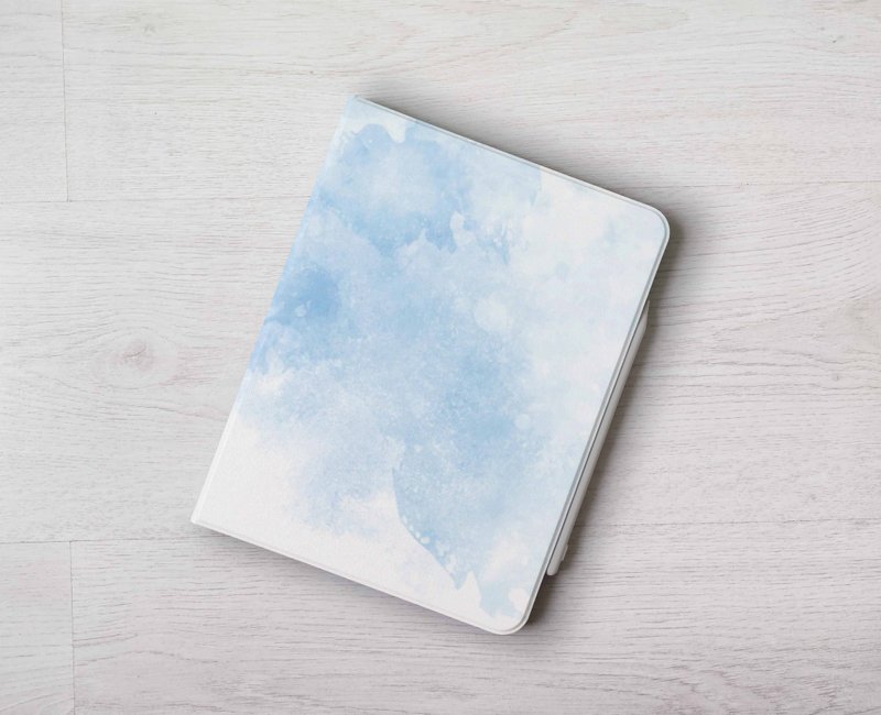 免费加名淡蓝水彩 iPad case笔槽保护壳Pro 11 Air 7 11代 12.9 - 平板/电脑保护壳 - 塑料 蓝色