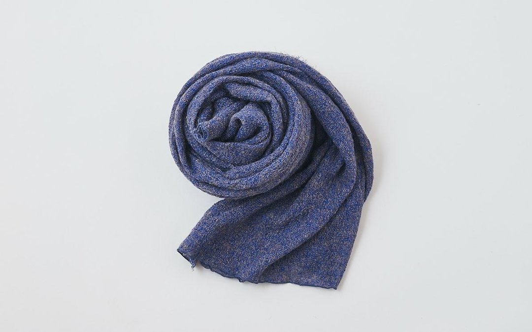 Mohair knit linen stall Blue Gray - 丝巾 - 棉 灰色