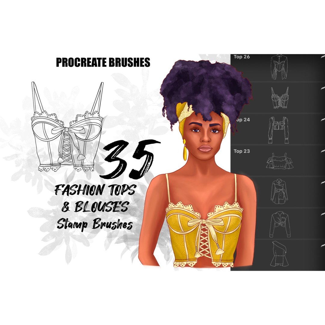 35 Fashion tops&blouses stamp for Procreate App - 手工艺教程/工具书 - 其他材质 