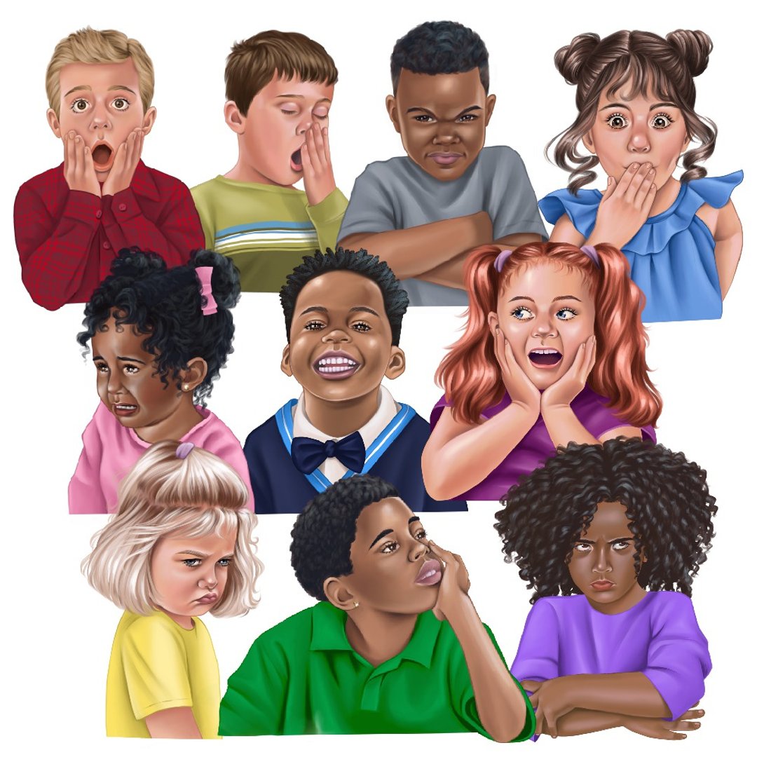 Kids' Feelings and Emotions digital clipart - 电子手绘真人画像/绘画/插画 - 其他材质 