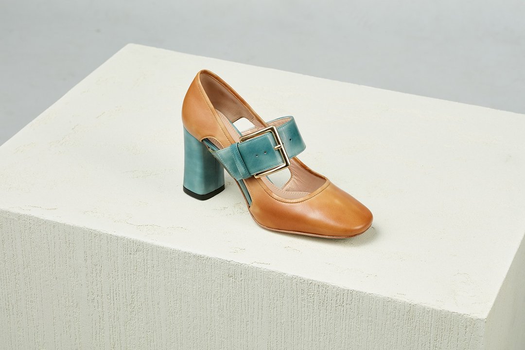 HTHREE 8.5 玛莉珍高跟鞋 / 琥珀 / 8.5 Mary Jane Pumps - 高跟鞋 - 真皮 橘色