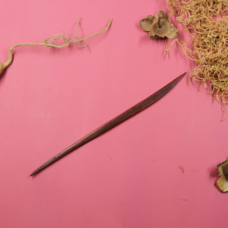 手工原创新中式复古风极简薄细长素直刀状红花梨檀木头木质发簪子 - 其他 - 木头 多色