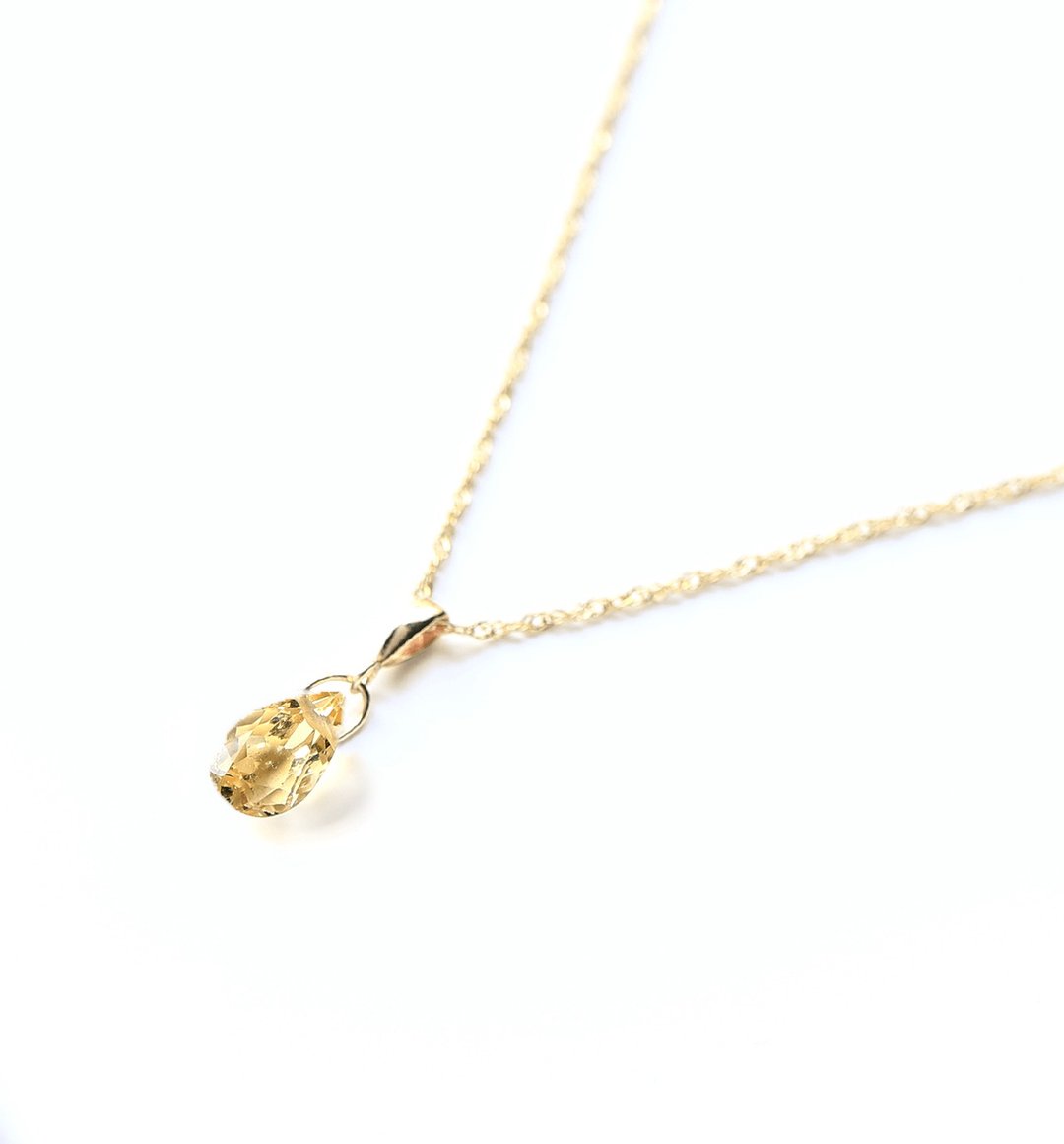 November Birthstone K10 Citrine (Pair Shape) Necklace Charm ~ BOURGEON ~ (Chain set can be purchased) - 项链 - 宝石 黄色