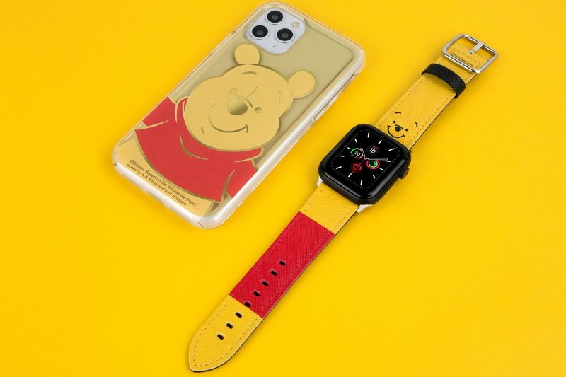 迪士尼小熊维尼十字压纹牛皮革Apple Watch真皮表带Series 1-8 - 表带 - 真皮 