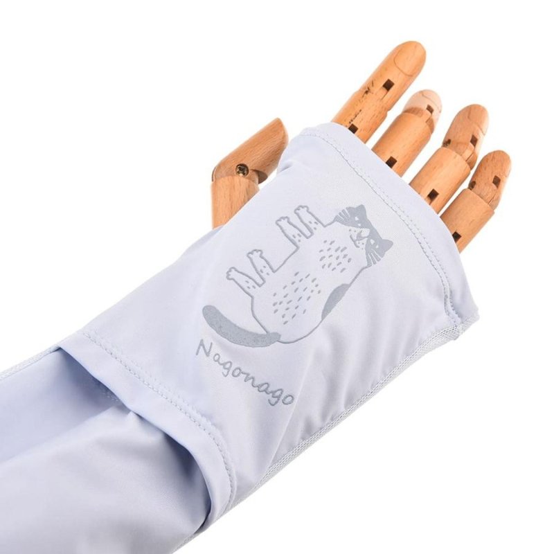Kusuguru Japan 指孔袖套 凉感防晒抗UV 紫外线对策接触冷感-浅蓝 - 手套 - 聚酯纤维 蓝色