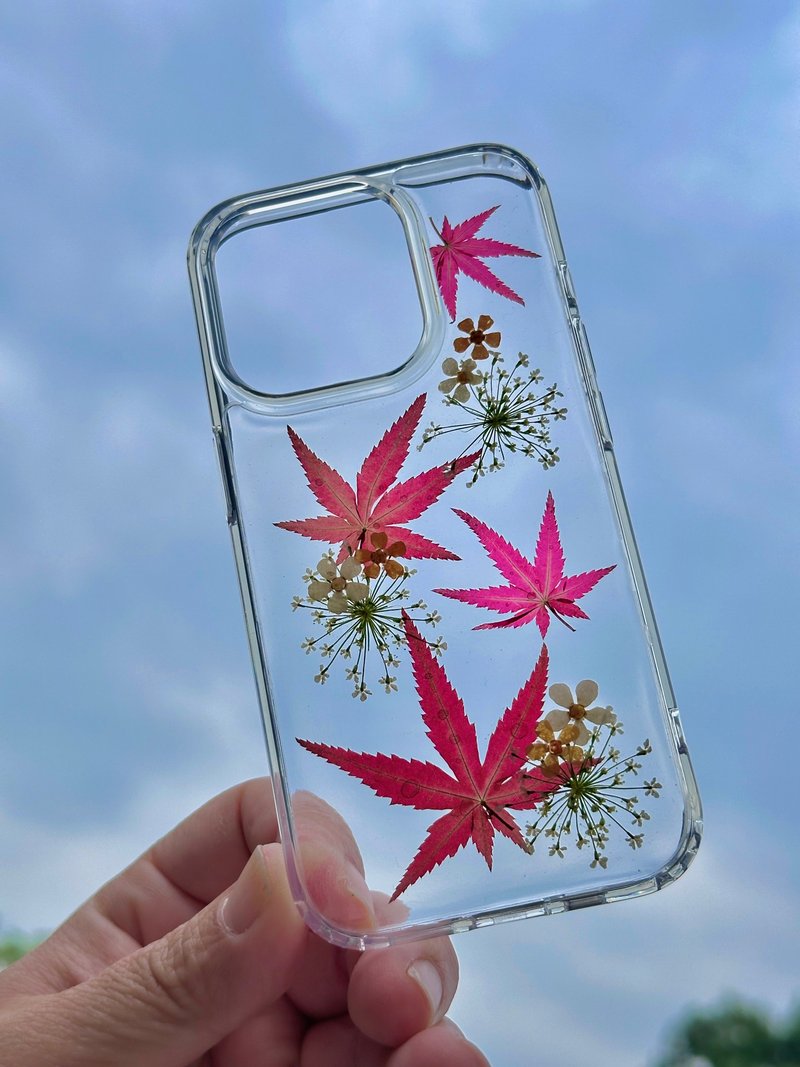 手工押花电话套/红叶 - 手机壳/手机套 - 塑料 