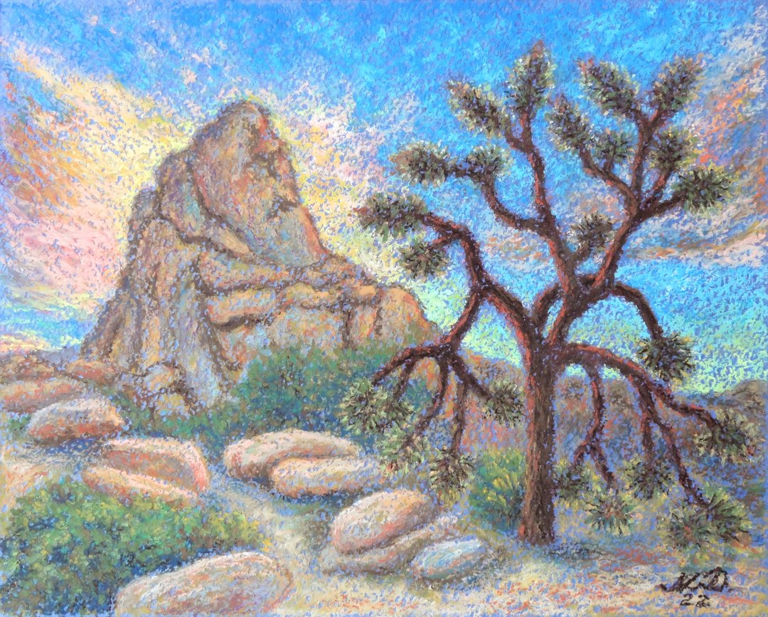 约书亚树绘画原创艺术国家公园艺术油画风景 - 海报/装饰画/版画 - 纸 多色