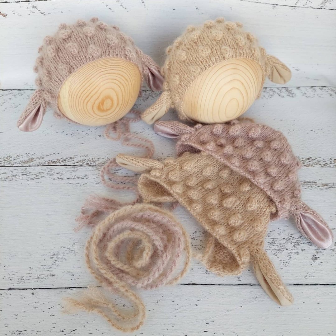 Sheep newborn bonnet knitting pattern - 编织/刺绣/羊毛毡/裁缝 - 其他材质 