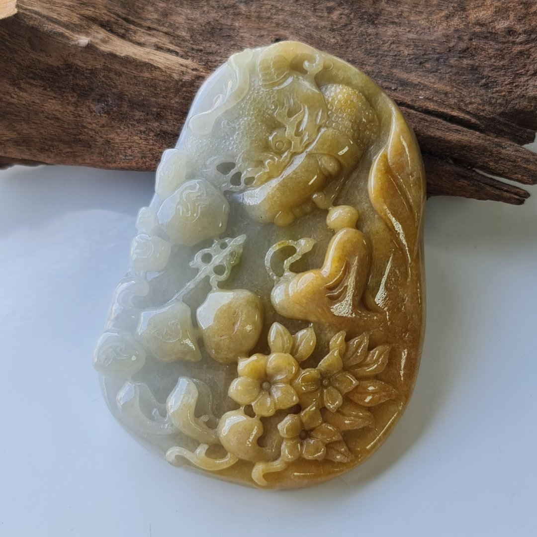 大块细料渐层色一念之间|天然缅甸玉A货翡翠 - 吊饰 - 玉石 