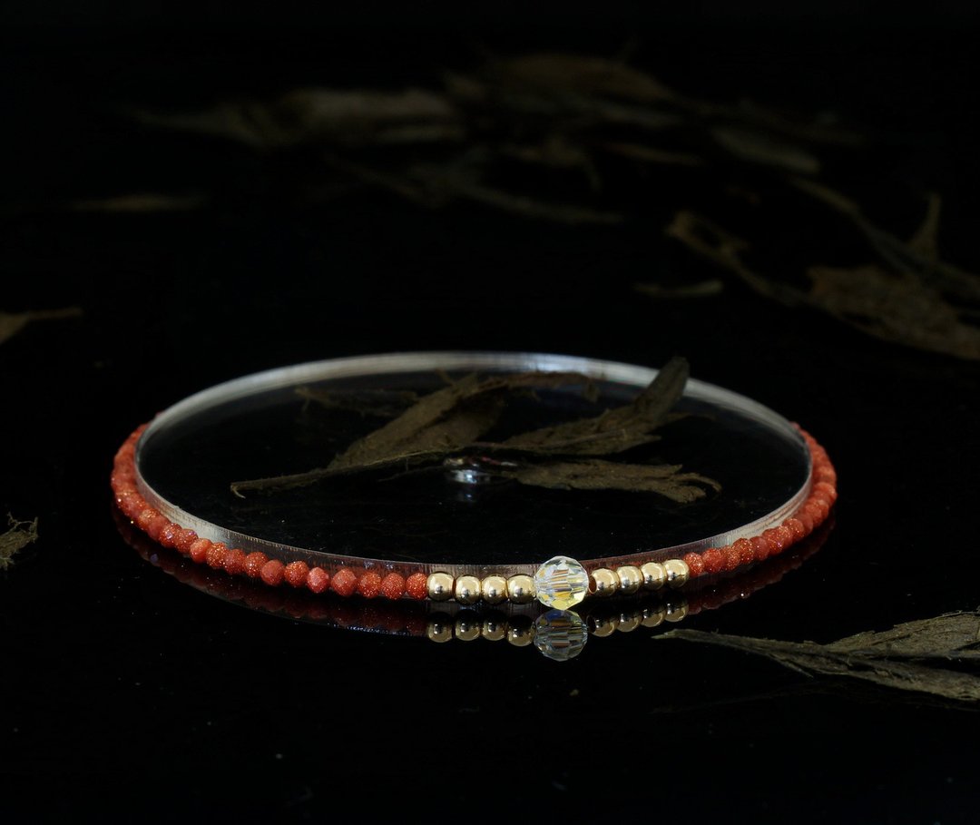轻奢风 金砂石 14KGF Swarovski 水晶手链 - 手链/手环 - 宝石 