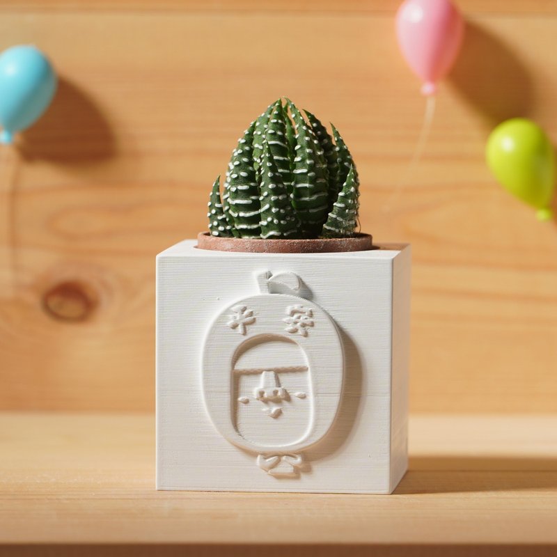 平安摩艾 | 多肉植物水泥盆栽 | 办公室疗愈小物 定制化礼物 - 植栽/盆栽 - 水泥 白色