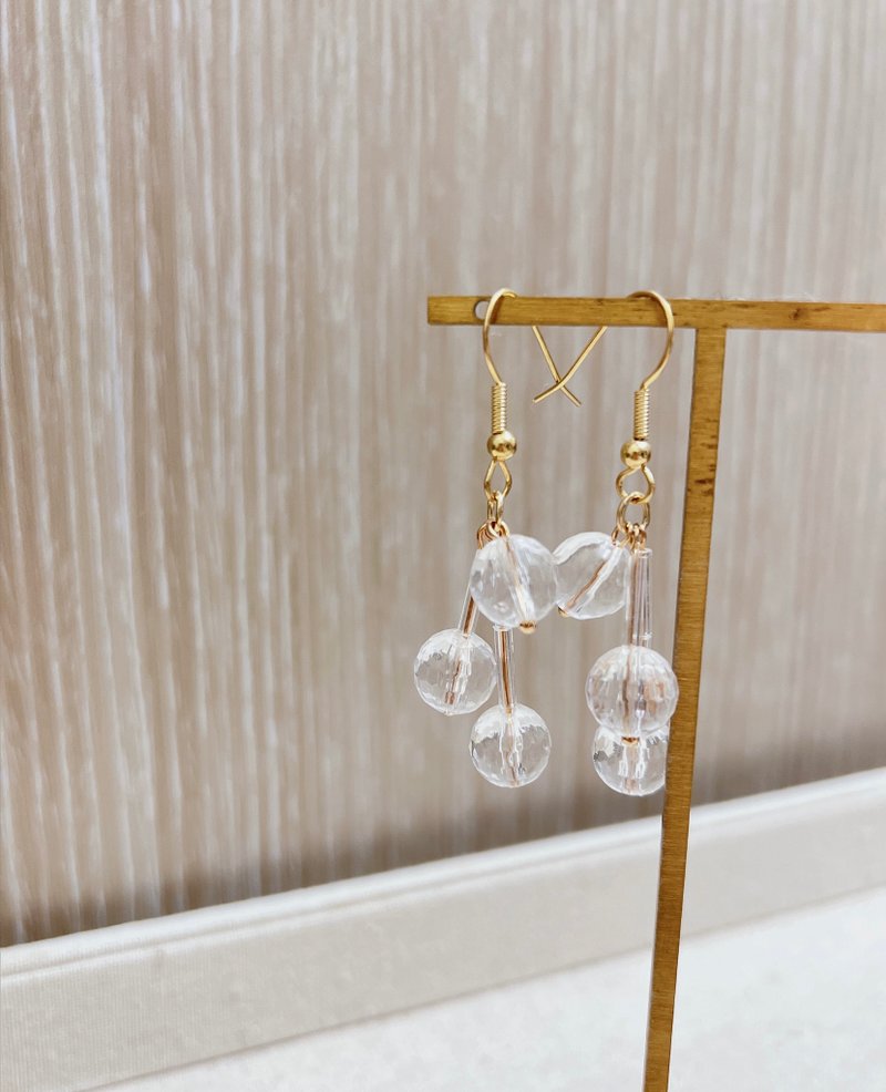 冒牌老板娘 Kingboss水晶球耳环2022010 - 耳环/耳夹 - 其他金属 白色