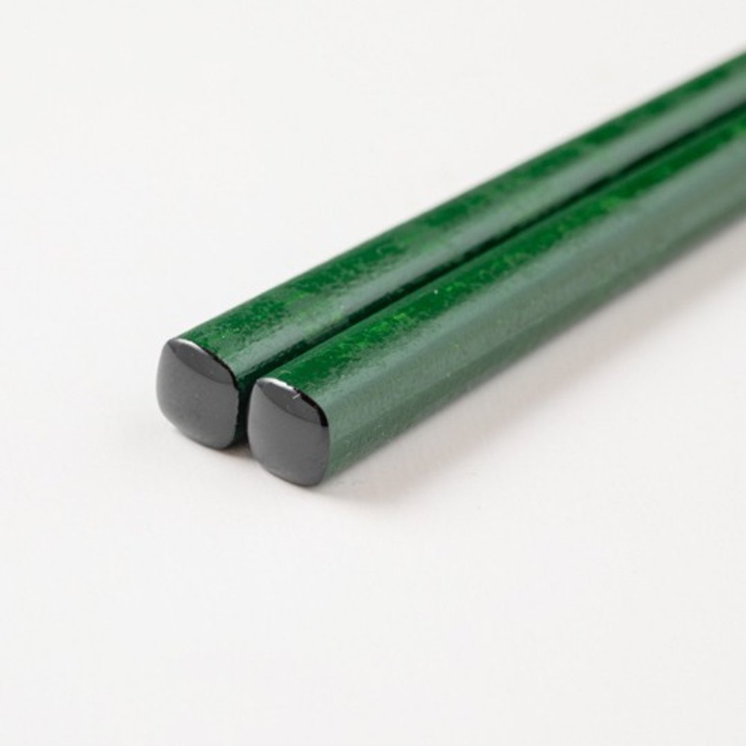 Urushi chopsticks round and round, green - 筷子/筷架 - 木头 绿色