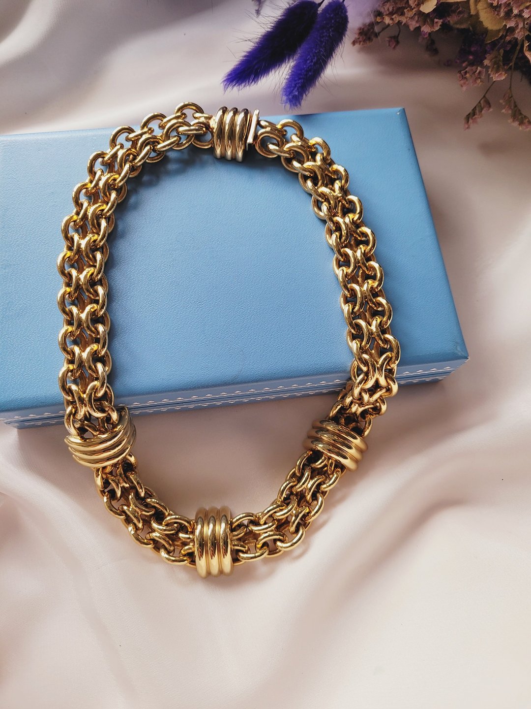 美国西洋古董饰品 /意大利BIJOUX CASCIO金色铰链个性项链/颈链 - 项链 - 其他金属 