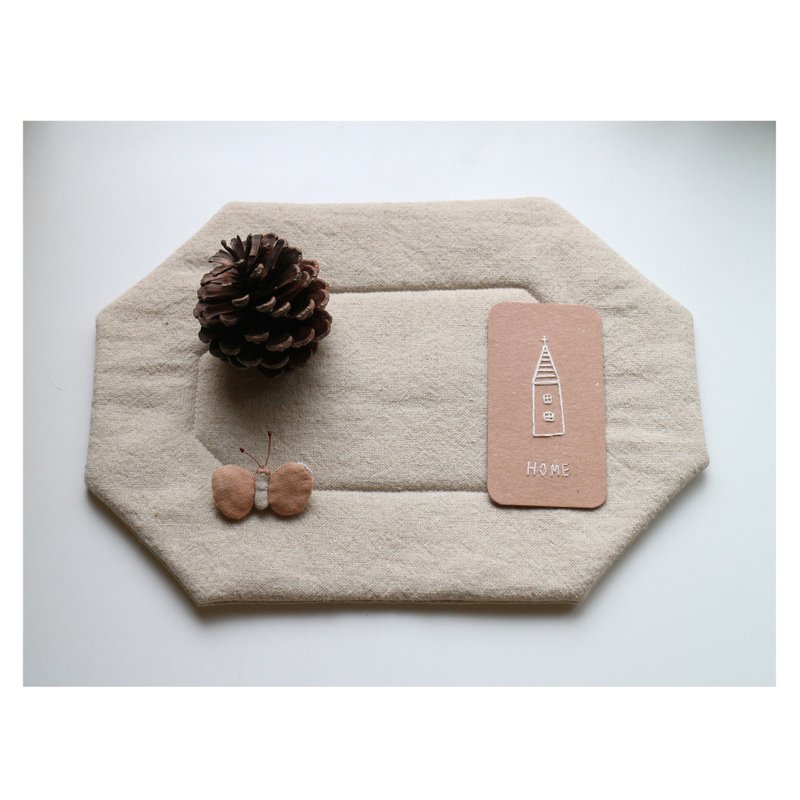 八角餐垫 隔热垫 / 粗棉麻 - 杯垫 - 棉．麻 卡其色