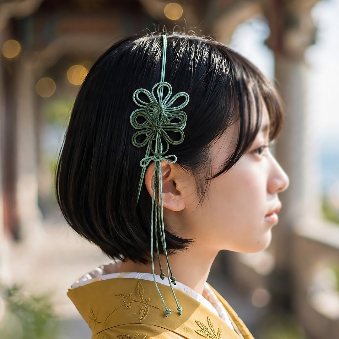 饰结发箍 音ににじむ萌【轻巧・易戴】适合浴衣、和服或日常配戴。 - 发带/发箍 - 聚酯纤维 绿色