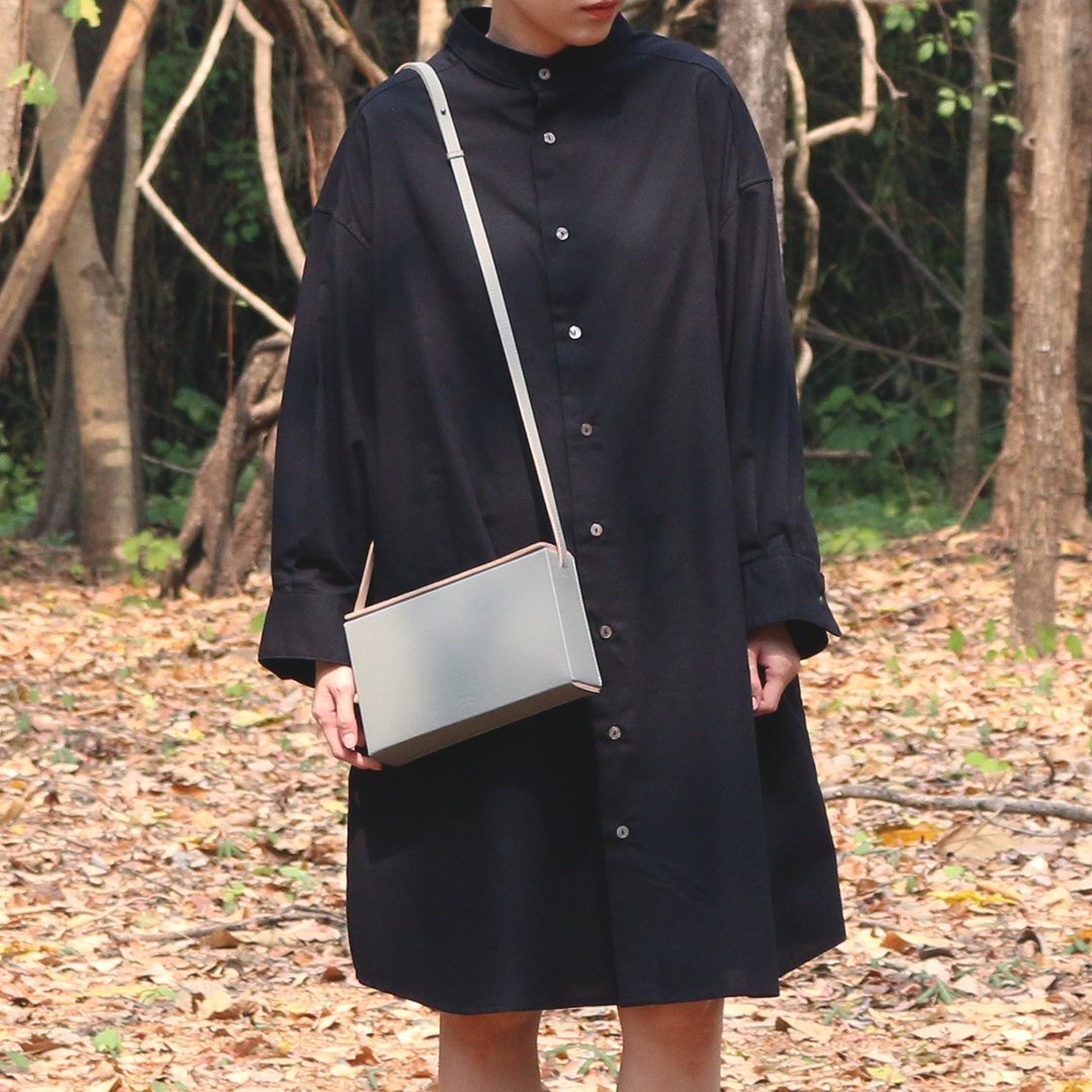 box shoulder bag (m) : 灰色 - 手提包/手提袋 - 真皮 灰色