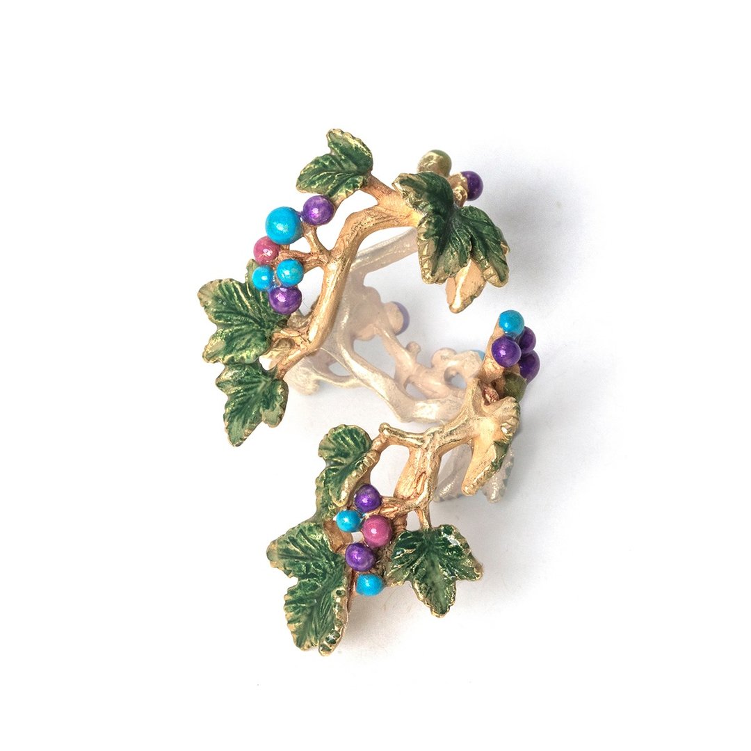 野葡萄耳扣 Porcelain berry EC008 - 耳环/耳夹 - 其他金属 多色