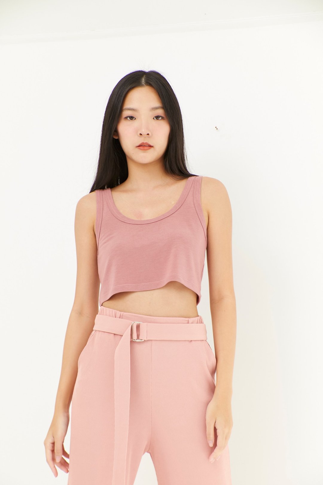 LUSH u neck crop tank - 女装上衣 - 棉 白色
