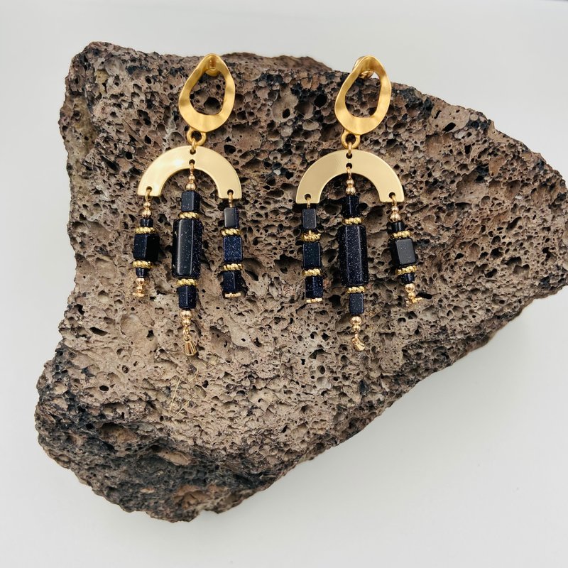 COLE COOL天然简约蓝沙石祝福系列型格耳环 纯银耳环 - 耳环/耳夹 - 半宝石 蓝色