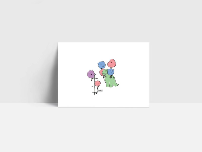 棉花糖恐龙卡 - 卡片/明信片 - 纸 白色