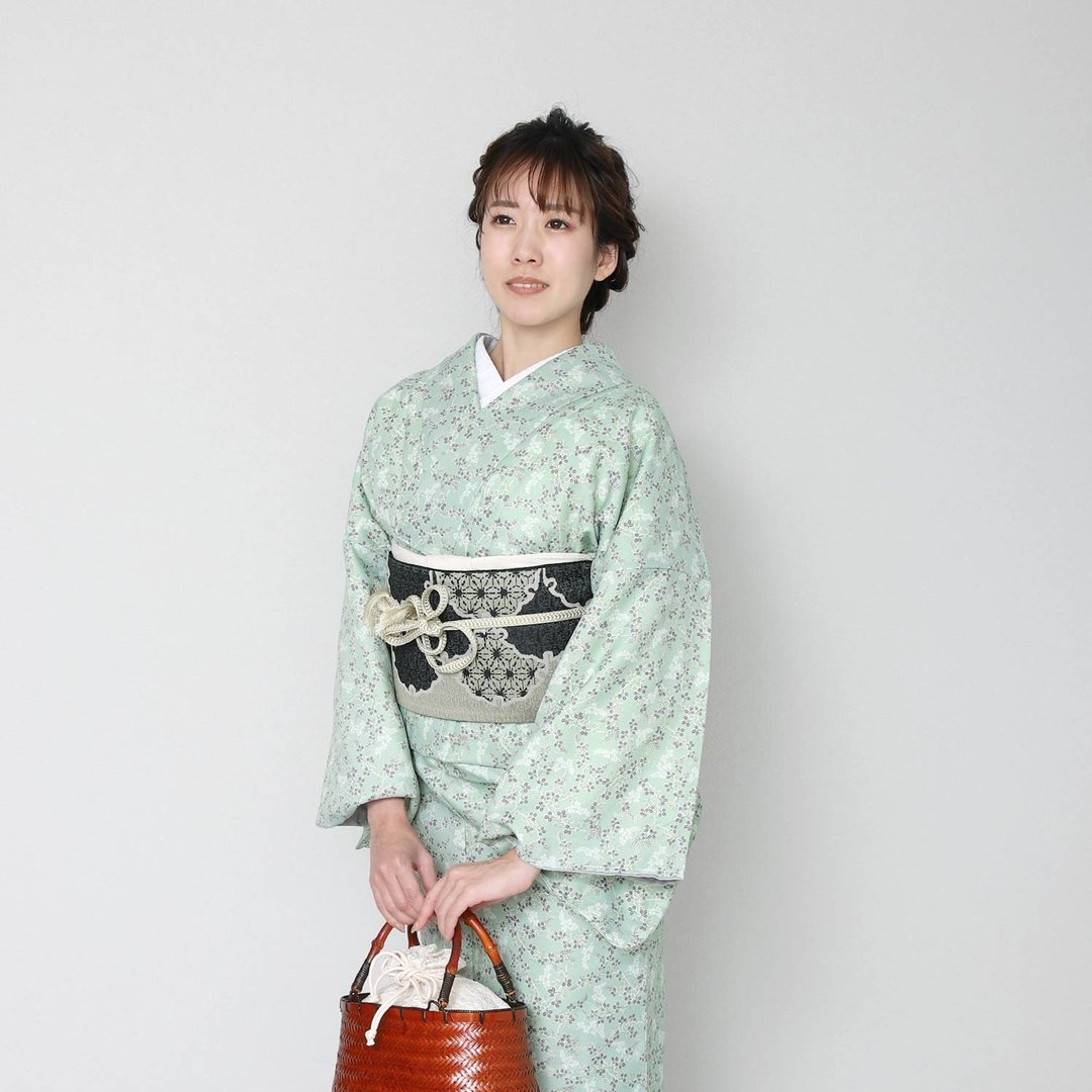 和服 单品 女 日本 Awase kimono M L km-aw42 - 其他 - 聚酯纤维 绿色