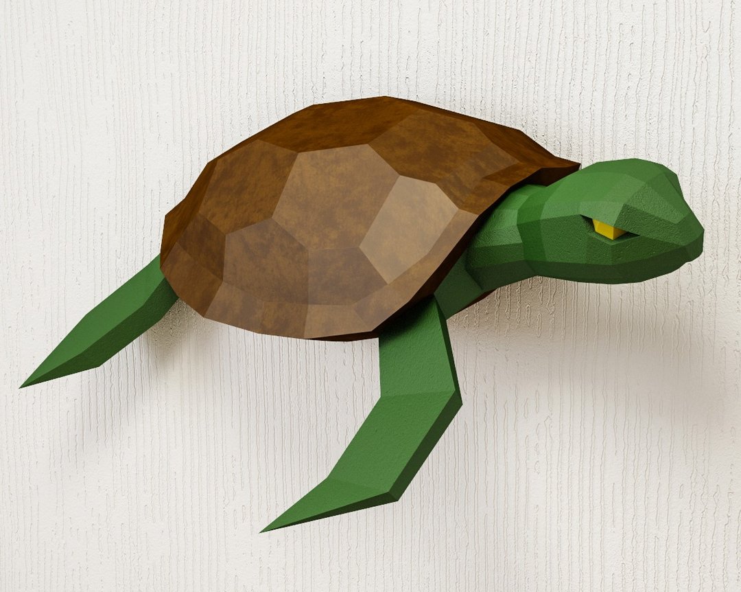 Papercraft Turtle, DIY 3D origami home decor, Paper craft, DIGITAL TEMPLATE - 手工艺教程/工具书 - 其他材质 