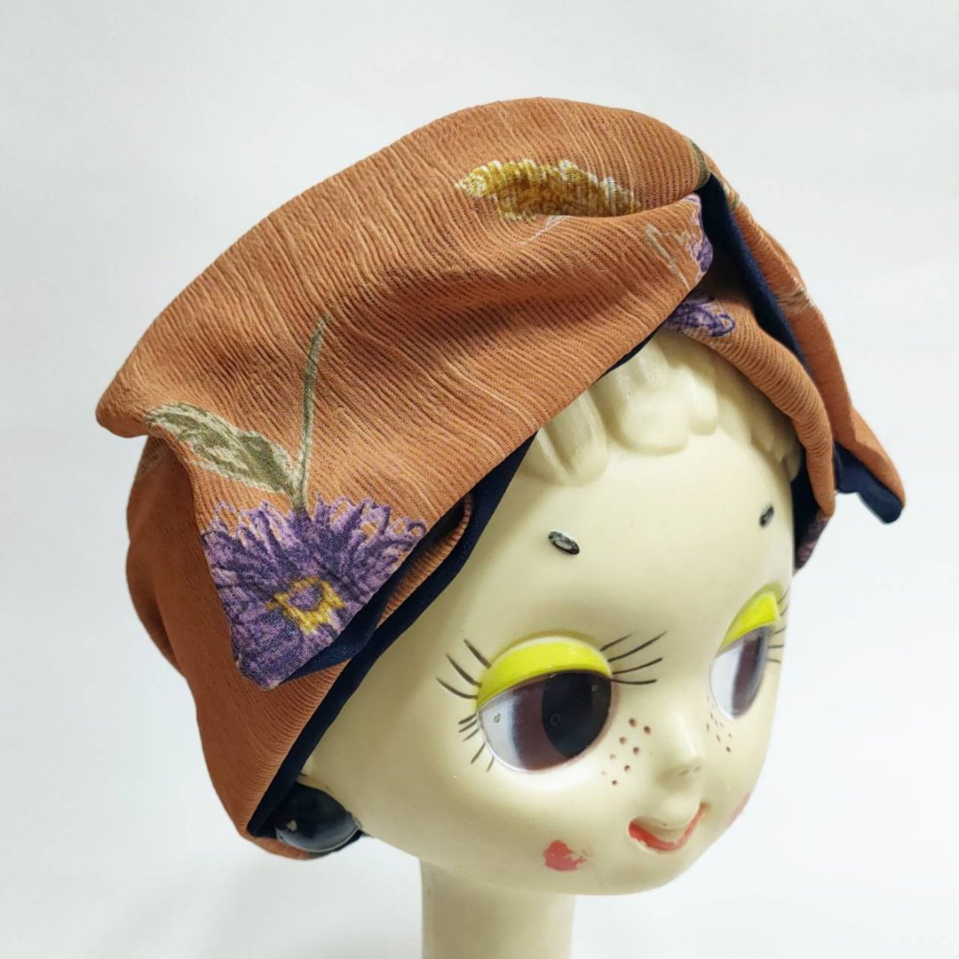 Petitbebe 复古咖啡色老花布蝴蝶结发带 - 发饰 - 棉 咖啡色