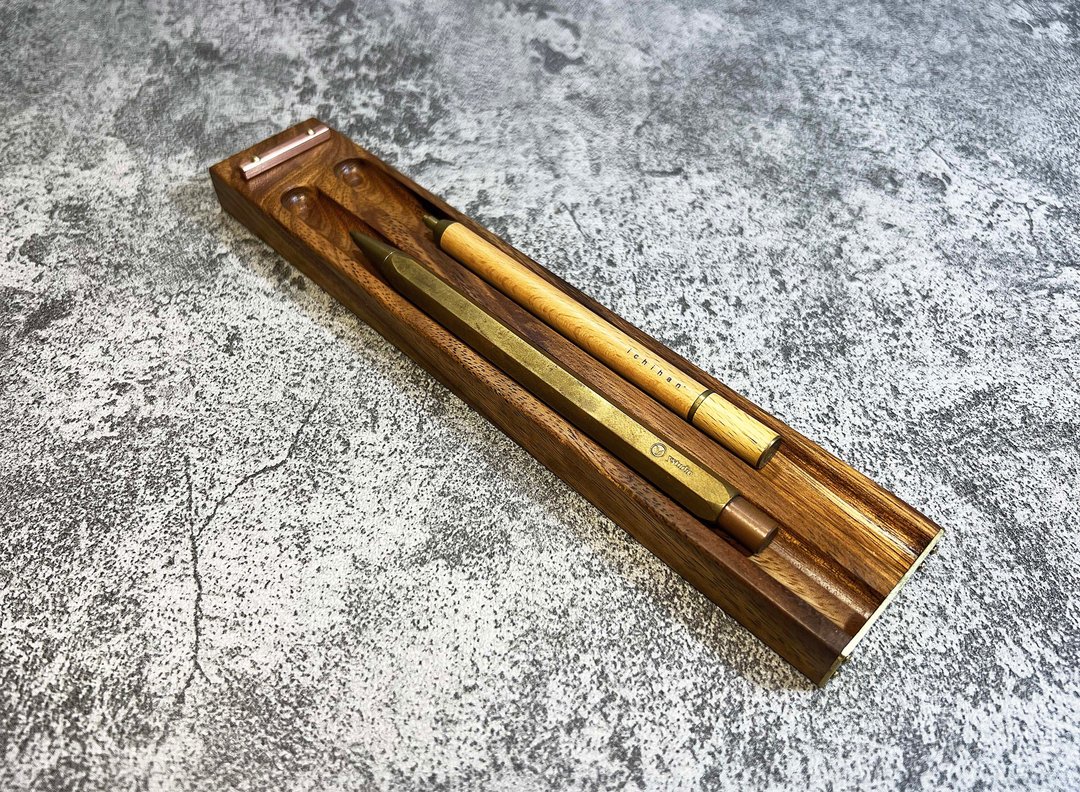 岩选 - 乌金木笔盘/笔筒/笔座   (古典系列1号) - 笔筒/笔座 - 木头 咖啡色