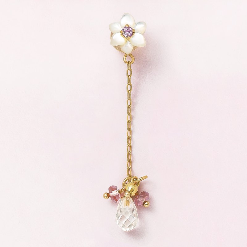 【Solo Earring】 18K/10K 桃花三用单边耳环 (黄金) - 耳环/耳夹 - 贵金属 