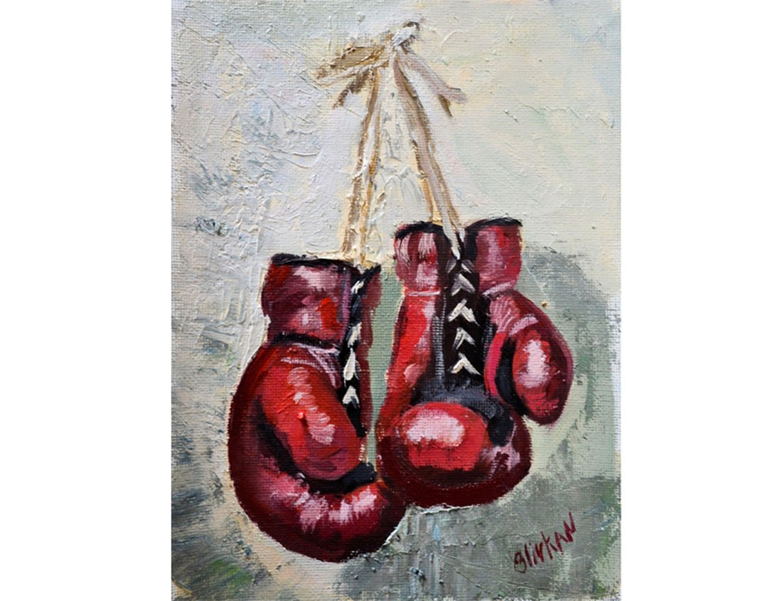 拳击手套绘画原创油画运动艺术品 MMA 墙壁艺术 - 墙贴/壁贴 - 其他材质 多色