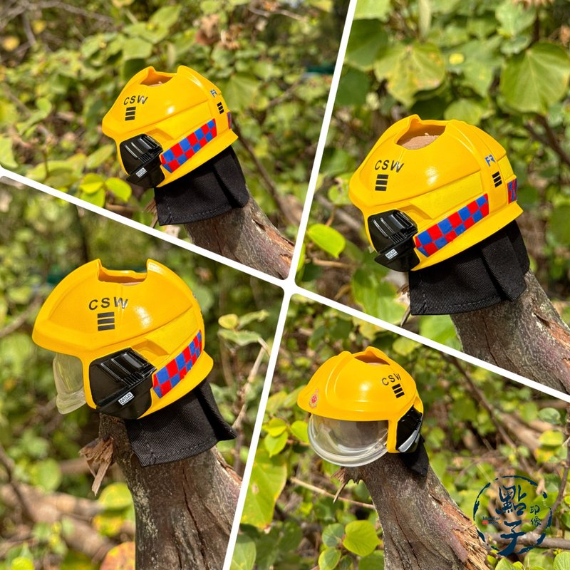 消防员 17cm labubu 专属头盔 - 玩偶/公仔 - 棉．麻 橘色