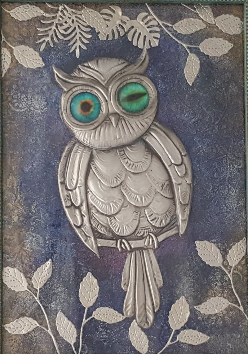 锡雕 魔法猫头鹰  画框 - 海报/装饰画/版画 - 其他材质 