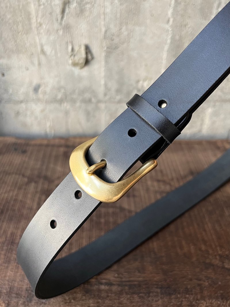 3cm宽 好耐皮带 马蹄头I黑 意大利植鞣革真皮腰带 - 皮带/腰带 - 真皮 黑色