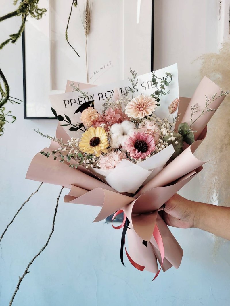 海藏设计│冒险公主。大无畏向日葵花束 毕业花束 情人节花束 - 干燥花/捧花 - 植物．花 粉红色