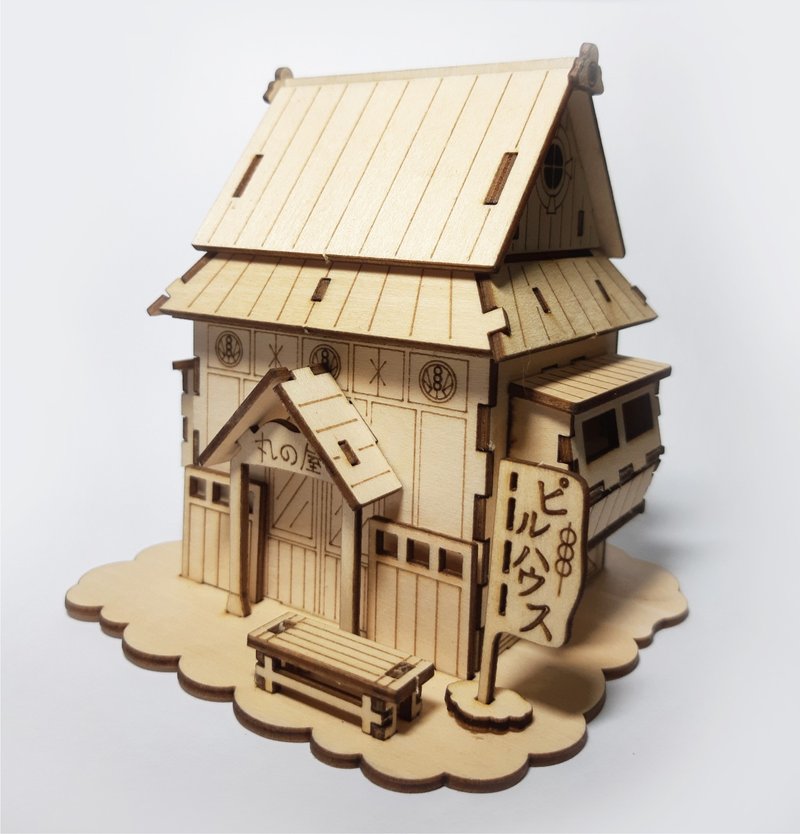 DIY丸子屋模型-日本建筑 - 木工/竹艺/纸艺 - 木头 卡其色
