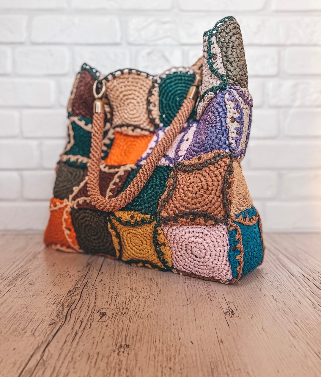 Crochet pattern big bag with raffia PDF digital and video tutorial - 手工艺教程/工具书 - 其他材质 