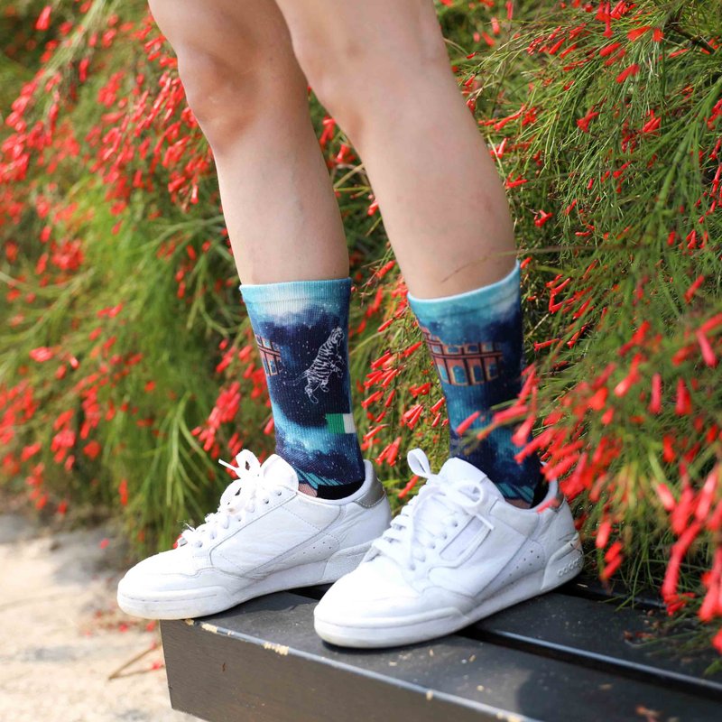 【小创袜】世界袜-罗马斗祭场 旅行/世界/意大利/罗马/登山袜 - 袜子 - 环保材料 蓝色