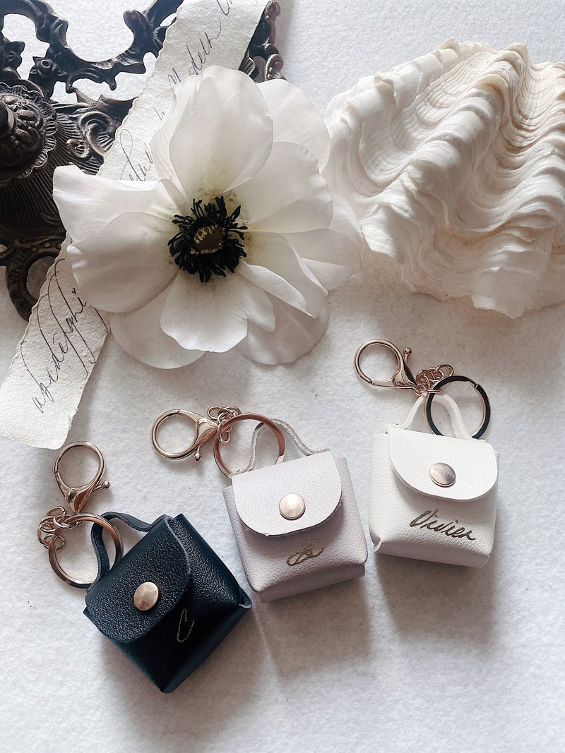 【定制化礼物】皮革迷你零钱包 钥匙扣 / 钱包扣/ - 钥匙链/钥匙包 - 环保材料 黑色