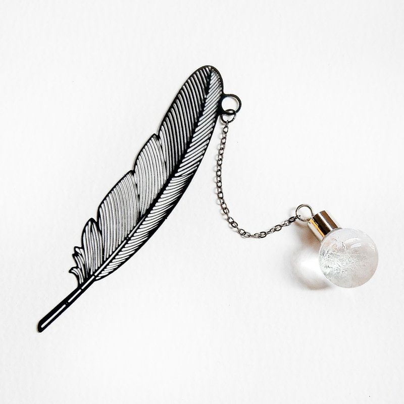 金色&黑色羽毛黄铜天气瓶挂饰书签(附定制化手绘卡片)TN适用 - 书签 - 玻璃 黑色