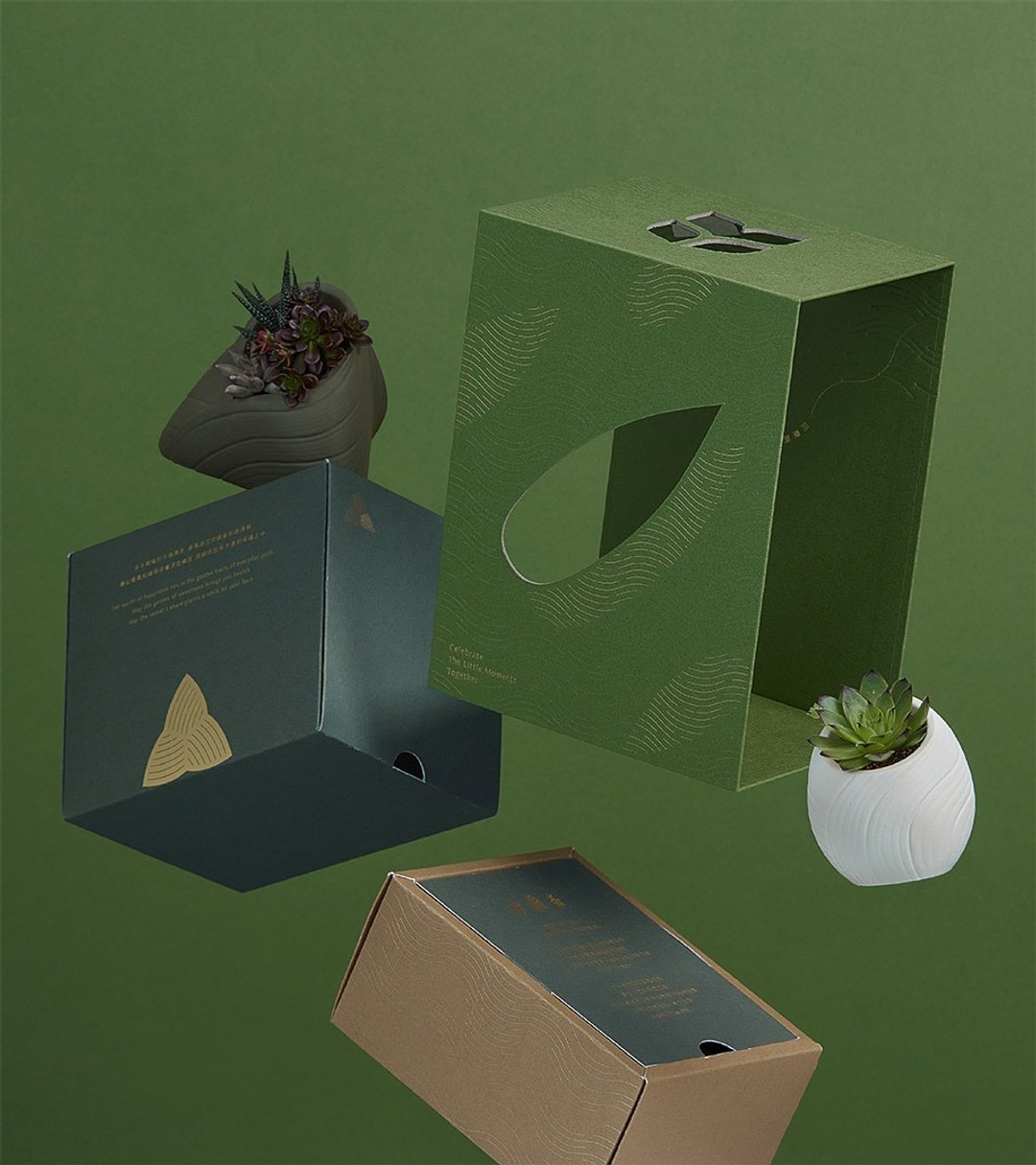 端午礼盒 / 2022 端午双层植品礼盒 / 经典蛋礼 御藏粽礼 / 定制 - 蜂蜜/黑糖 - 植物．花 绿色