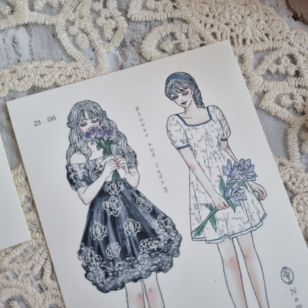 花与女士3 - 贴纸 - 纸 