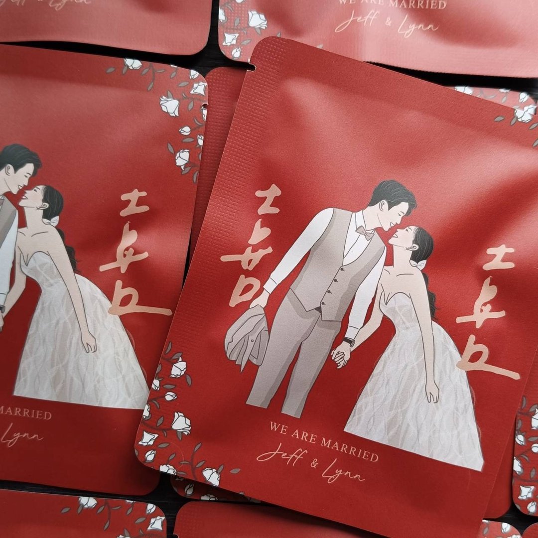 【定制清新风格插画 定制婚礼小物推荐 桌上礼 定制茶包设计印制 - 电子喜帖/贺卡/邀请函 - 其他材质 