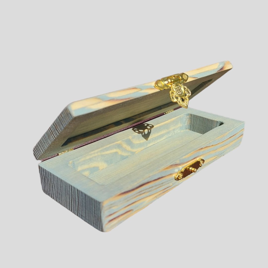Blue wood case, handmade glasses holder. Jewelry box. Pen case - 其他 - 木头 蓝色