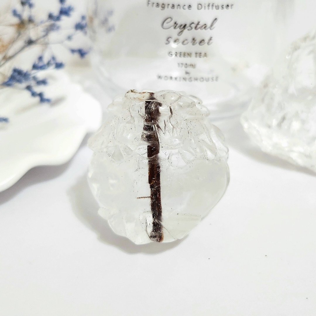 白水晶带红碧玺龙龟/招贵人运/净化磁场之水晶 - 摆饰 - 水晶 红色